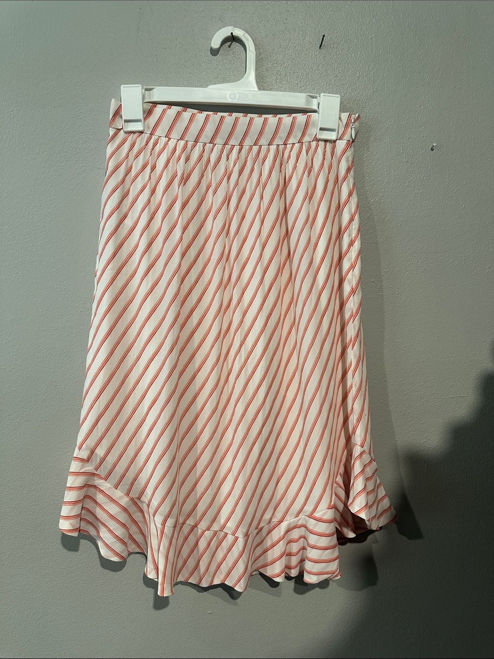 LOFT Striped Pink Ruffle Hem Women's Skirt